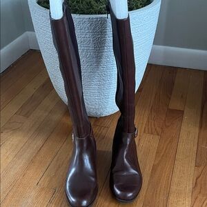 Elegant Brown Leather Knee-High Boots